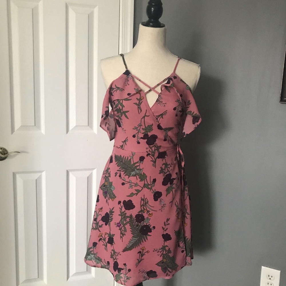 NEW - Floral Wrap Mini Dress - Picture 2 of 8
